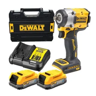 مفتاح ربط صدمي لاسلكي DeWalt 18V XR بدون فحمات 1/2" مع بطاريتين Power Stack، DCF921E2T-GB