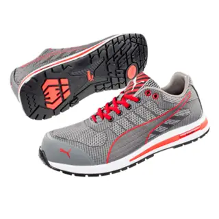 حذاء سلامة Puma Xelerate، 643070، رمادي/أحمر، محبوك منخفض