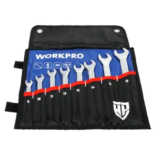 طقم مفاتيح ربط مدمجة 8 قطع 8-19 ملم، فولاذ الكروم فاناديوم، قبضة متينة – WORKPRO