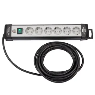 وصلة كهرباء Brennenstuhl Premium-Line 6 مخارج 3 متر - مفتاح أمان مضيء - مخارج مائلة 45°/90° آمنة للأطفال - أسود / رمادي فاتح - Ref. 1951563100