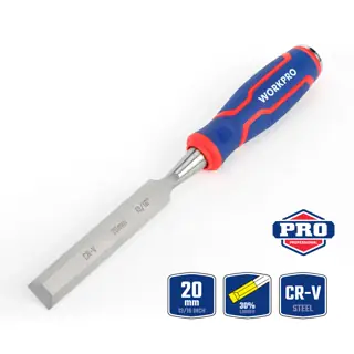 WORKPRO Carpenter Chisel Wood 20MM 13/16, Chrome Vanadium Steel, Heavy Duty Grip, Edge Retention