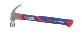 WORKPRO Curved Claw Hammer 450G (16Oz) with Fiberglass Handle, Shock-Absorbing Grip