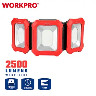 كشاف ليد 2500 لومن، قابل لإعادة الشحن/يعمل بالبطارية، إضاءة قوية – WORKPRO