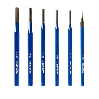 WORKPRO 6-Piece Pin Punch Set, CR-V Forged, 152mm Length, Precise Pin Removal