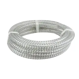 خرطوم شفط PVC شفاف مقوى بسلك فولاذ