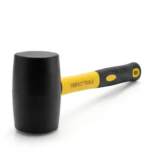 Perfect Rubber Hammer 12 Oz Fiber Handle, Non-Marking Rubber Head for Controlled Impact