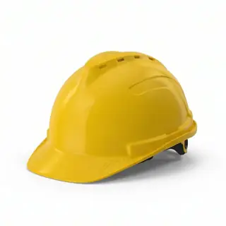 خوذة أمان، أصفر، بولي إيثيلين عالي الكثافة (HDPE)، متوافقة مع معايير CE/ANSI، حماية عالية من الصدمات، قياس قابل للتعديل – Gariox