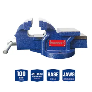 WORKPRO Fixed Base Bench Vise for Workshop and Heavy Duty Use