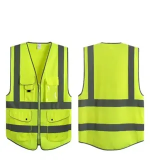 سترة Y-1063 بـ 4 جيوب بشريط فسفوري أصفر (XL)